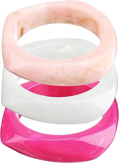 Landical 3 Pcs Colorful Square Acrylic Resin Bangle Bracelet Wide Geometric Irregular Wristbands ... | Amazon (US)
