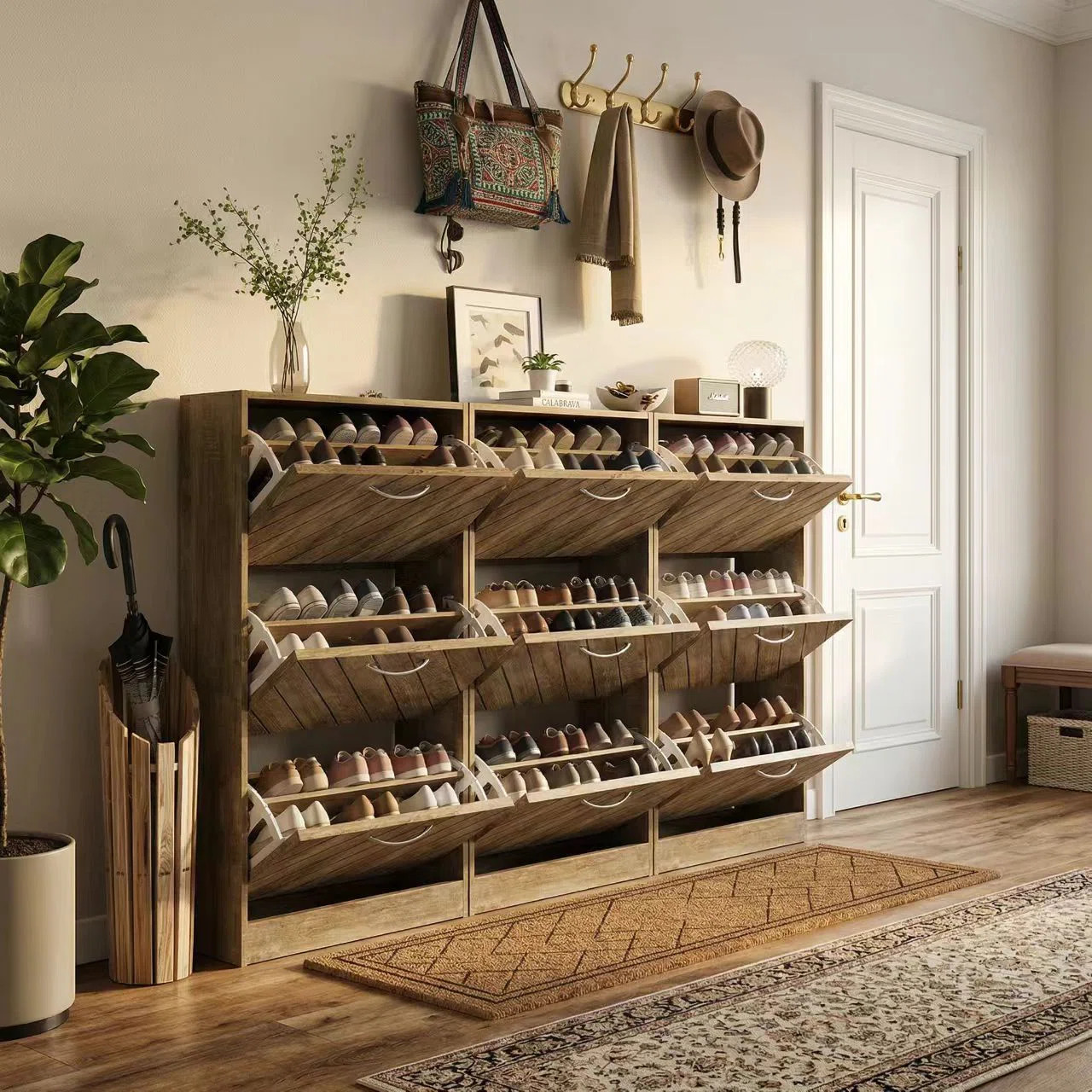 Rebrilliant 36 Pair Shoe Storage Cabinet With Adjustable Shelves | Wayfair | Wayfair North America