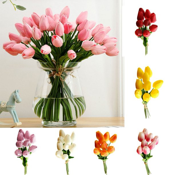 Cheers.US Artificial False Tulip Flower White Fake Bouquet Home Wedding Party Decor - Walmart.com | Walmart (US)