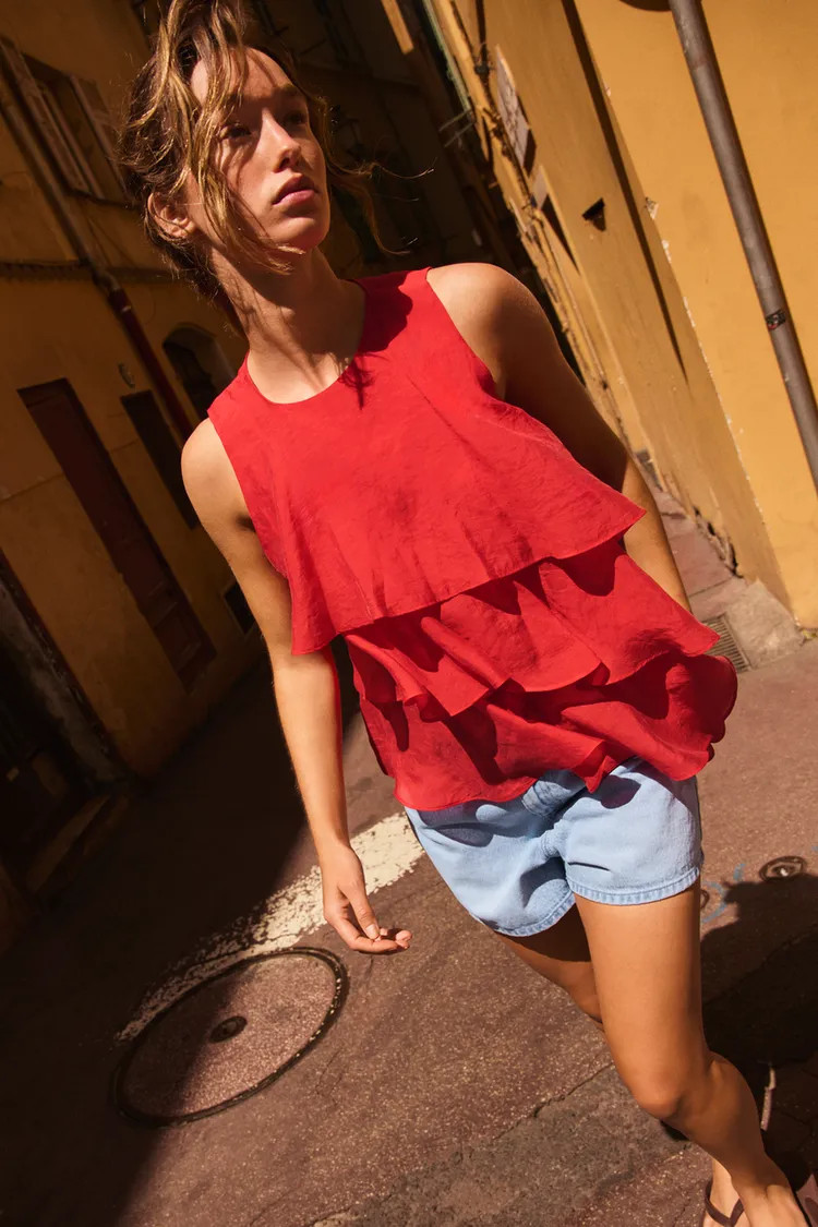 ASYMMETRIC RUFFLE TOP | Zara UK
