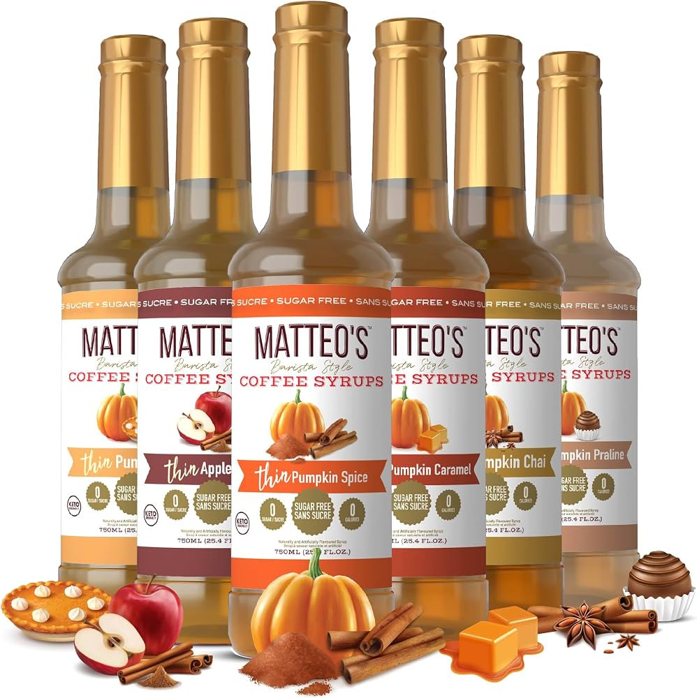 Matteo's Barista Style Sugar-Free Coffee Syrup, 6 Flavour Harvest Variety Pack, Zero Calories and... | Amazon (CA)