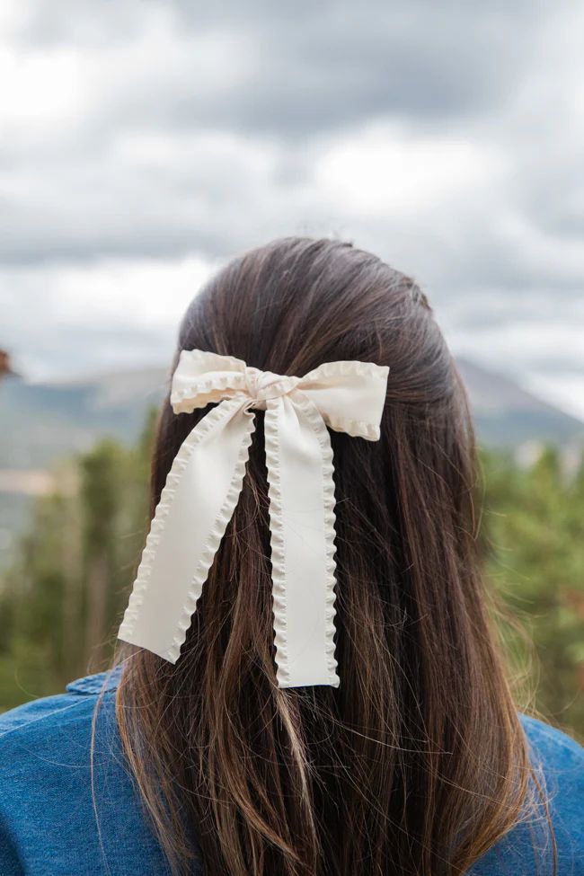 Sweet Talker Ivory Hair Bow | Pink Lily