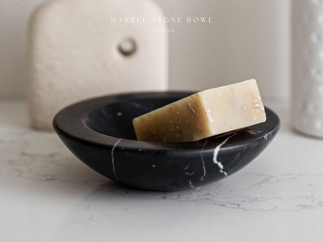 Marble Black Stone Bowl - Etsy | Etsy (US)