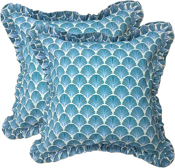 Ridhi Sky Shall Print Print Cotton Throw Pillow Covers for Decorative Couch Pillows for Living Ro... | Amazon (US)