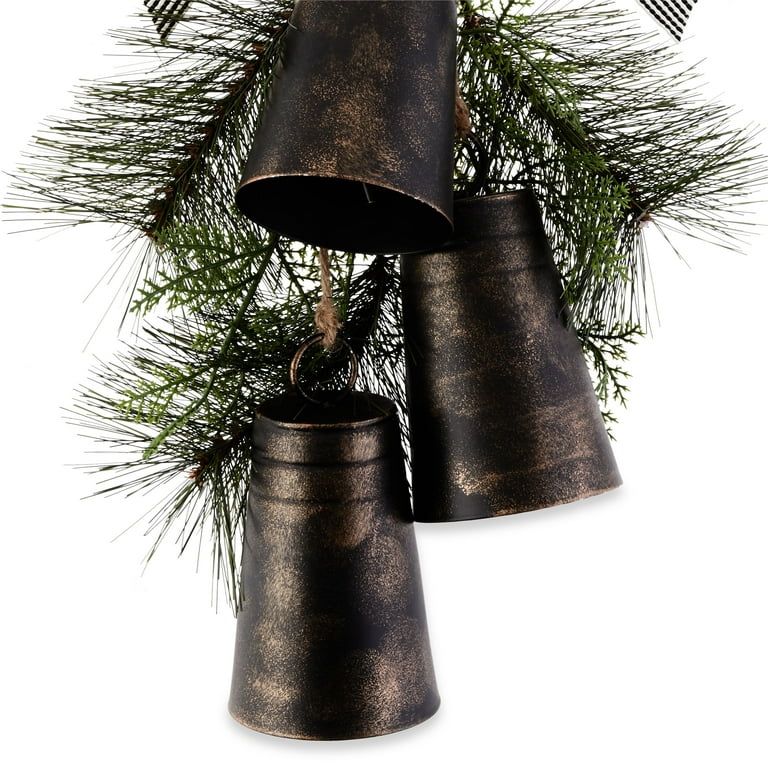 Holiday Time Black and White Swag with Metal Bells Hanging Decoration, 11.8" x 23.6" - Walmart.co... | Walmart (US)