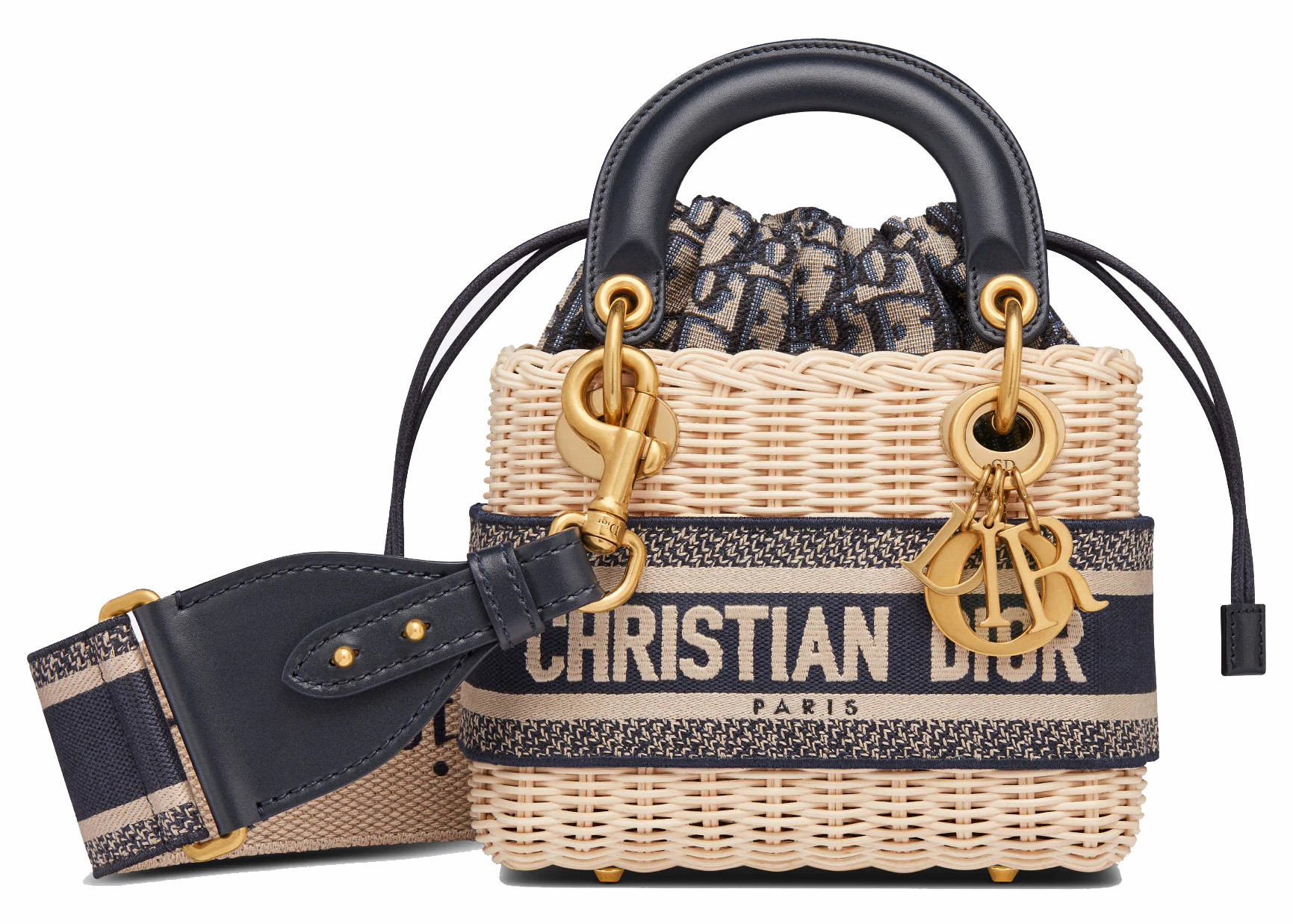 Women's Dior Mini Lady Dior Bag in Natural Wicker/Blue | StockX