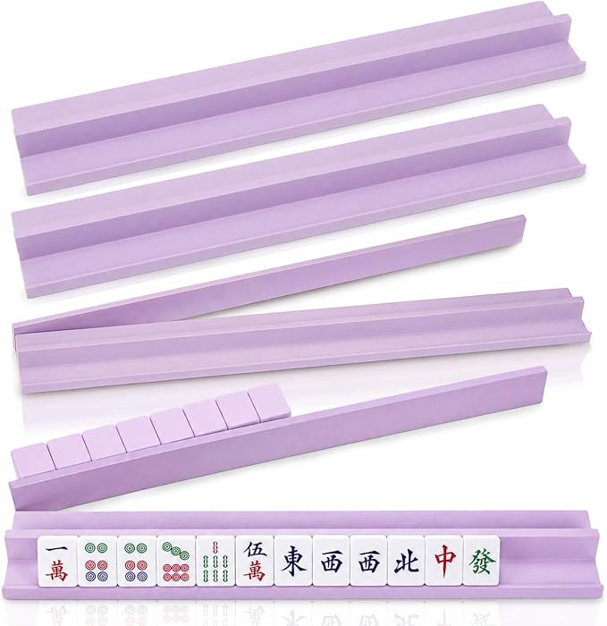 4 Pcs Wood Purple Mahjong Rack with Pusher Set 17.5 Inch | Amazon (US)