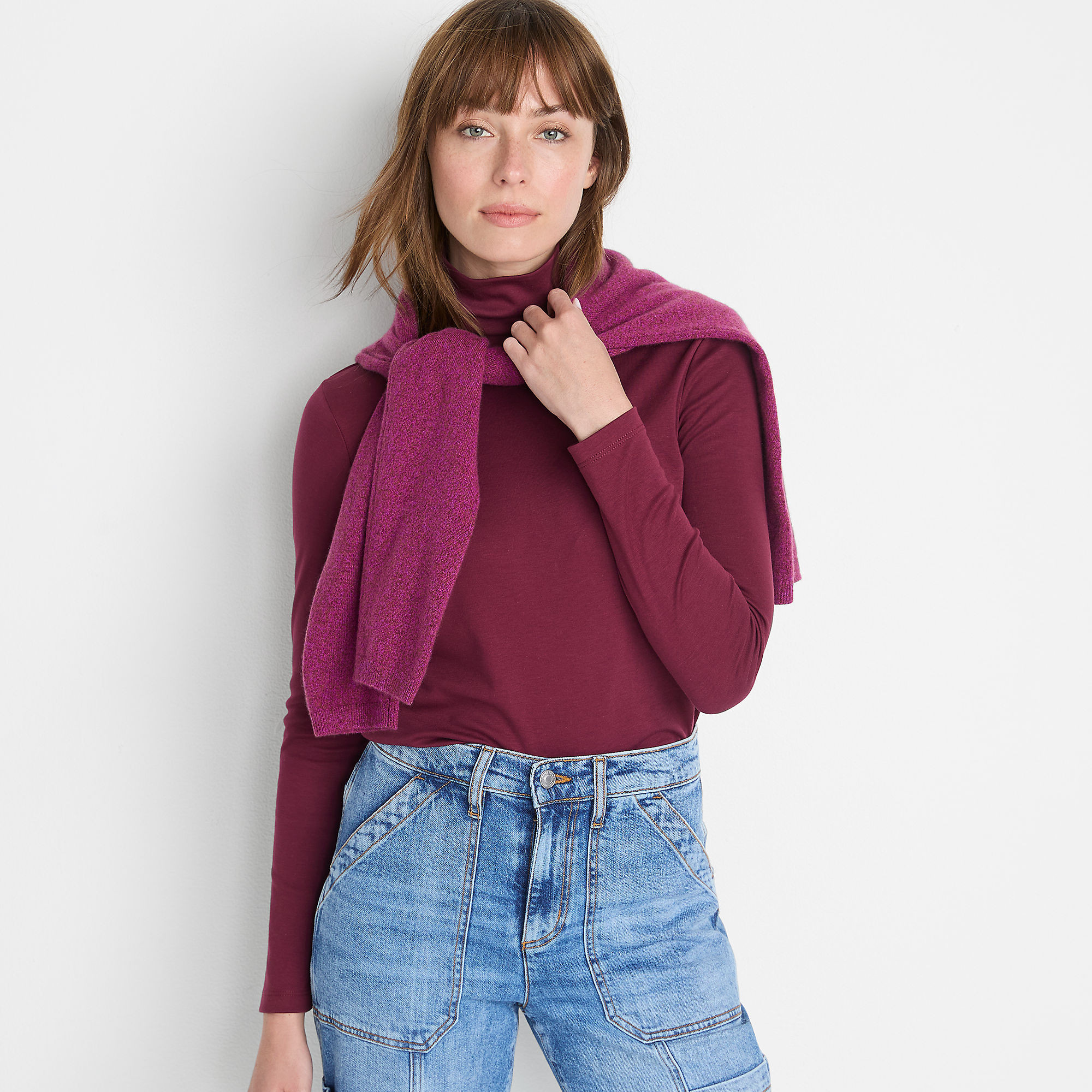 Women's Supima Cotton Long Sleeve Turtleneck | Lands' End (US)