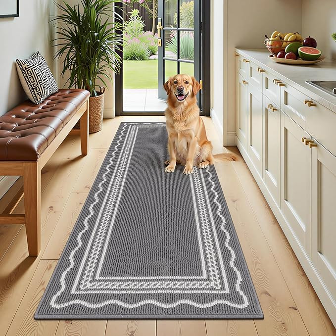 Ileading Hallway Runner Rug 2x6ft Kitchen Floor Mat Modern Geometric Non Slip Throw Rugs Busy Tra... | Amazon (US)