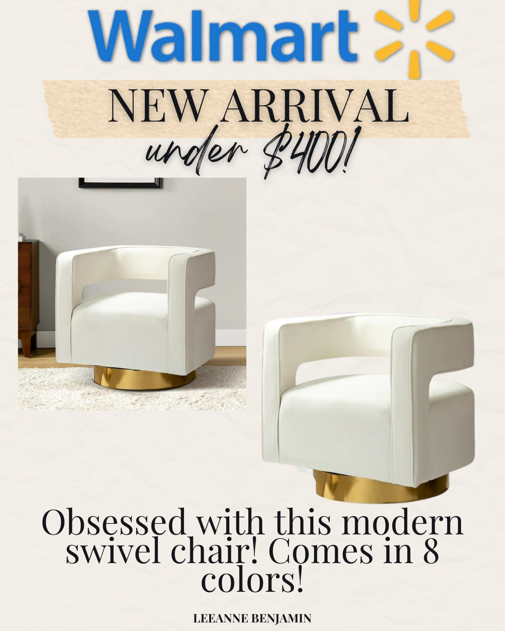 I’ve been looking for a modern accent chair & found this swivel one from Walmart for under $400! 

#LTKHome #LTKStyleTip