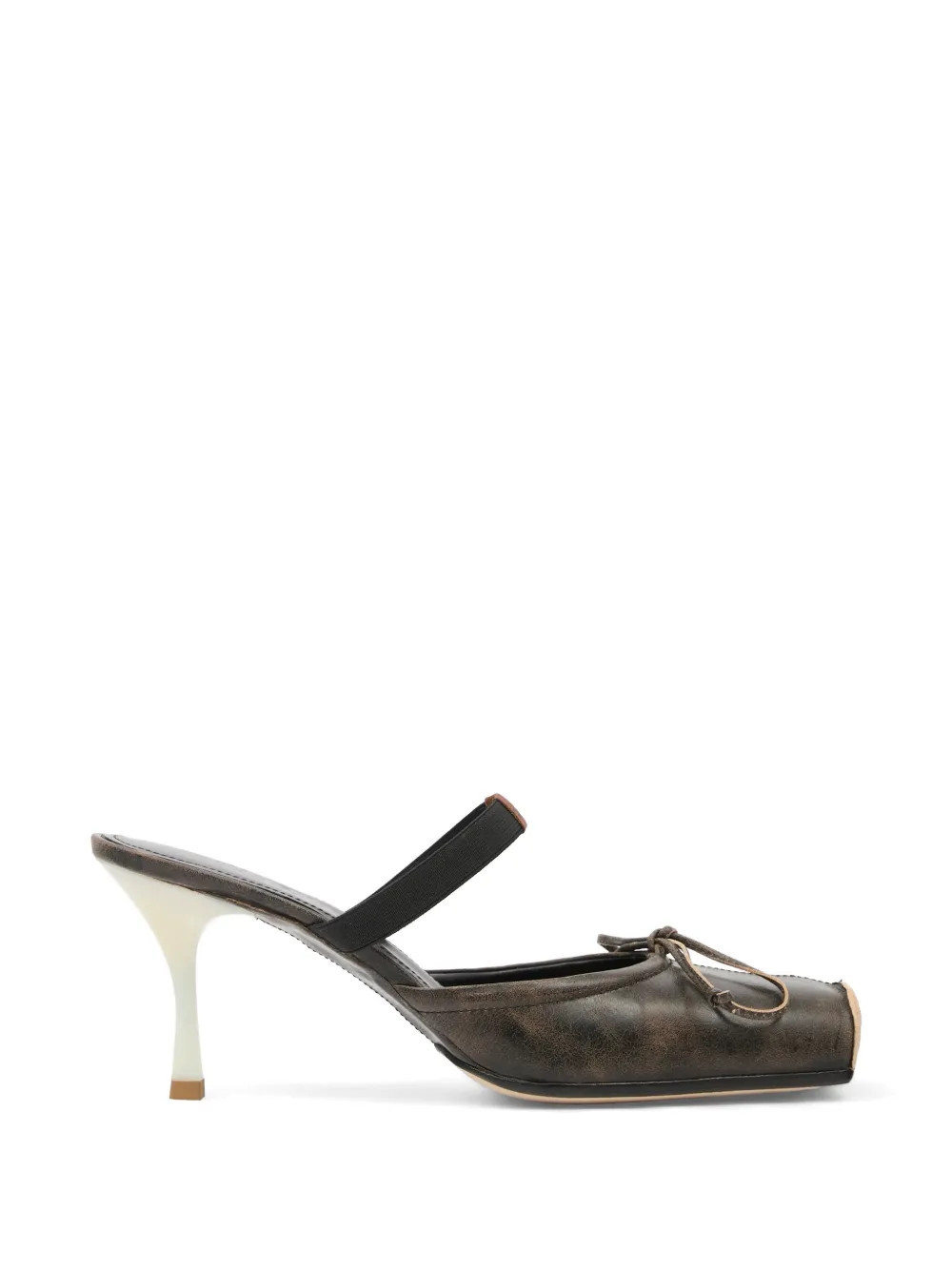 MM6 Maison Margiela square toe leather ballerina mules - Brown | Farfetch Global