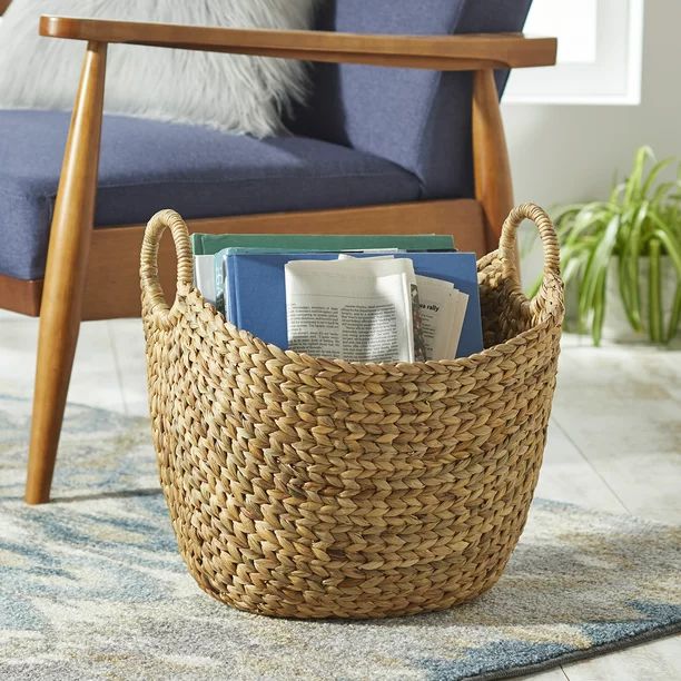 Better Homes & Gardens Large Natural Water Hyacinth Boat Basket | Walmart (US)