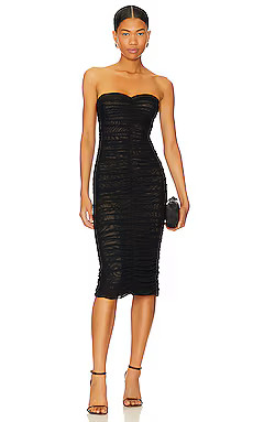 L'AGENCE Caprice Midi Dress in Black from Revolve.com | Revolve Clothing (Global)