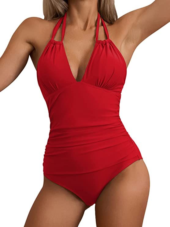 B2prity Women's Slimming One Piece Swimsuits Tummy Control Bathing Suit Halter Swimwear for Big B... | Amazon (US)