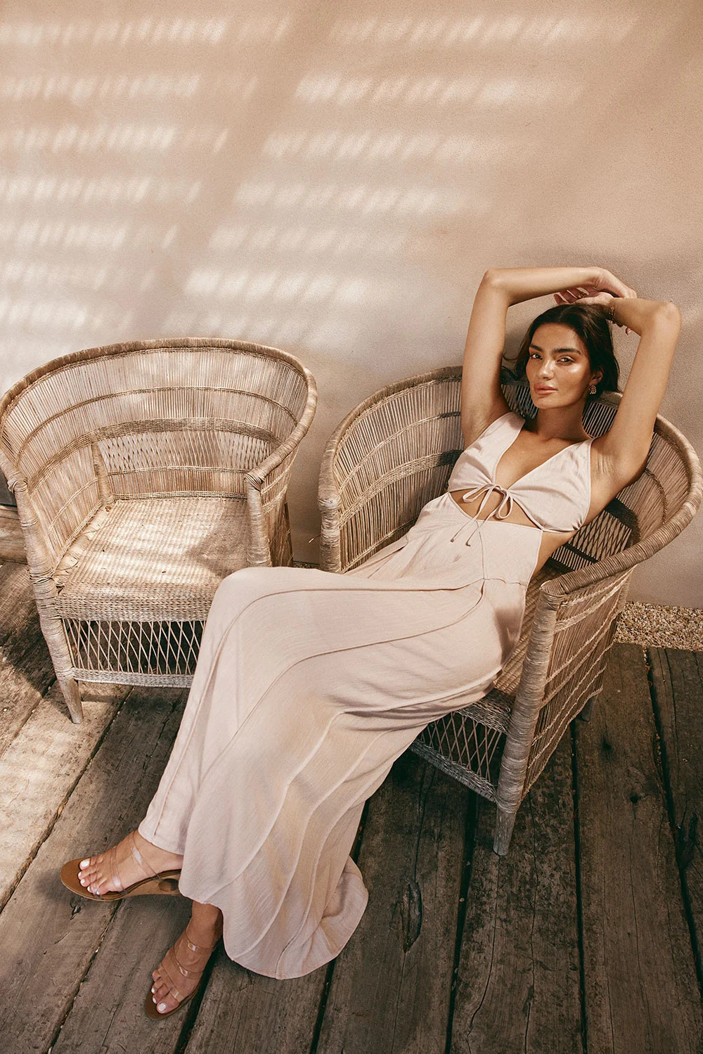 lliska Backless Cutout Maxi Dress - Stone | Sabo Skirt US