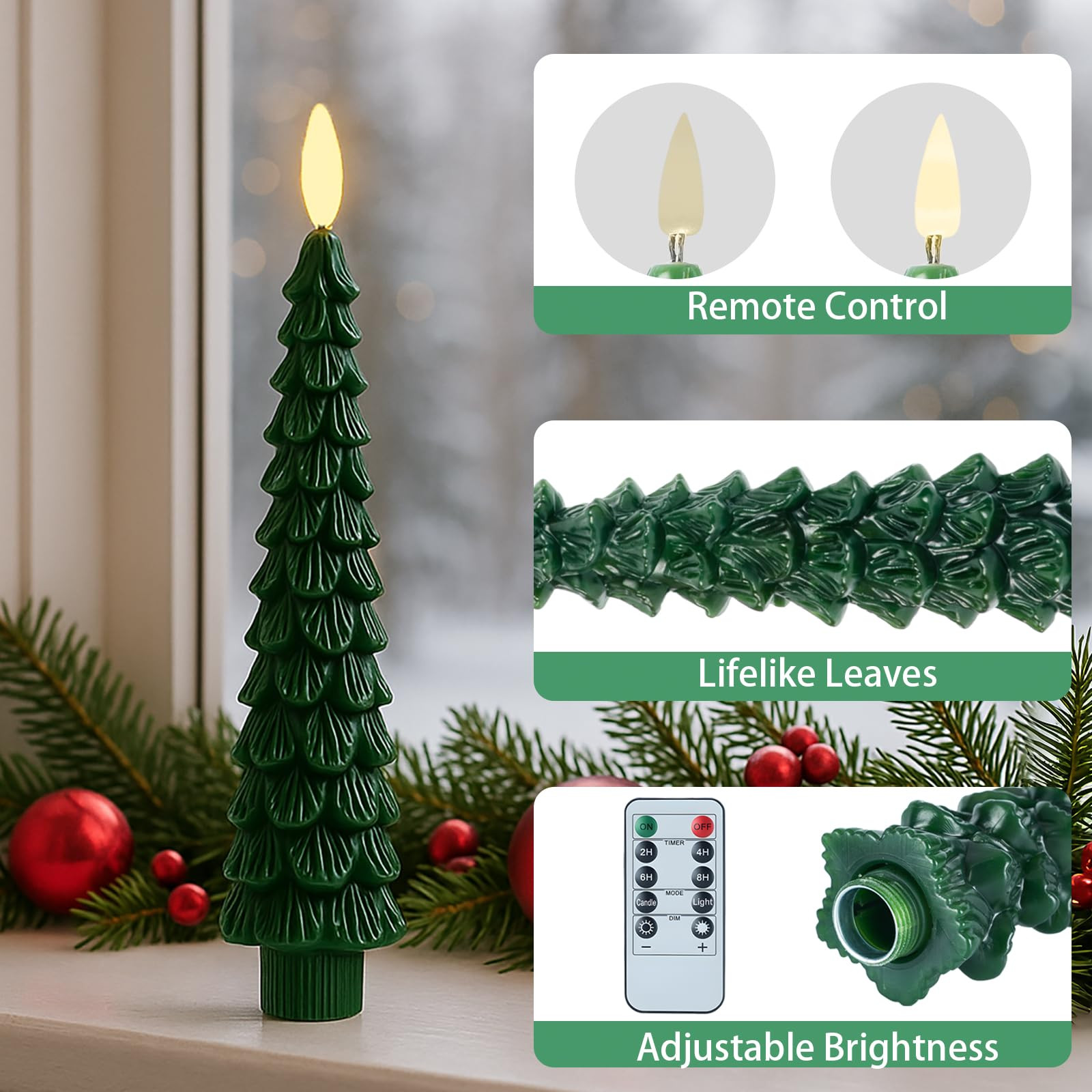 Christmas Decorations Indoor - 4 PCS Christmas Tree Candles with Remote and Timer - Flameless Chr... | Amazon (US)