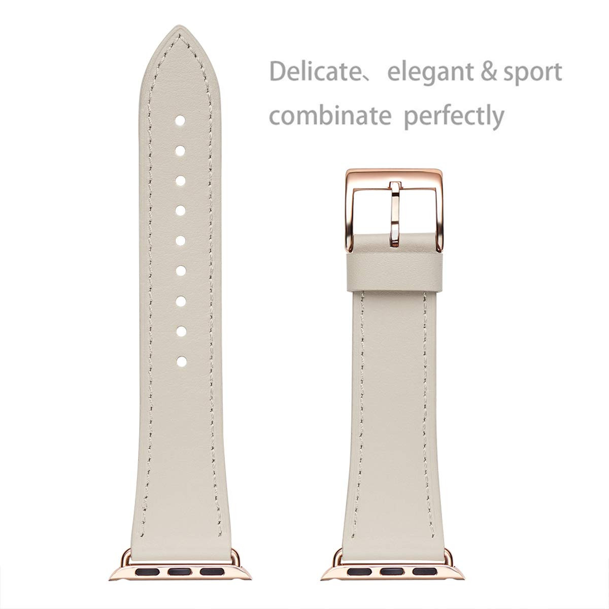 WFEAGL Compatible iWatch Band 40mm 38mm, Top Grain Leather Band with Gold Adapter (The Same as Se... | Amazon (US)