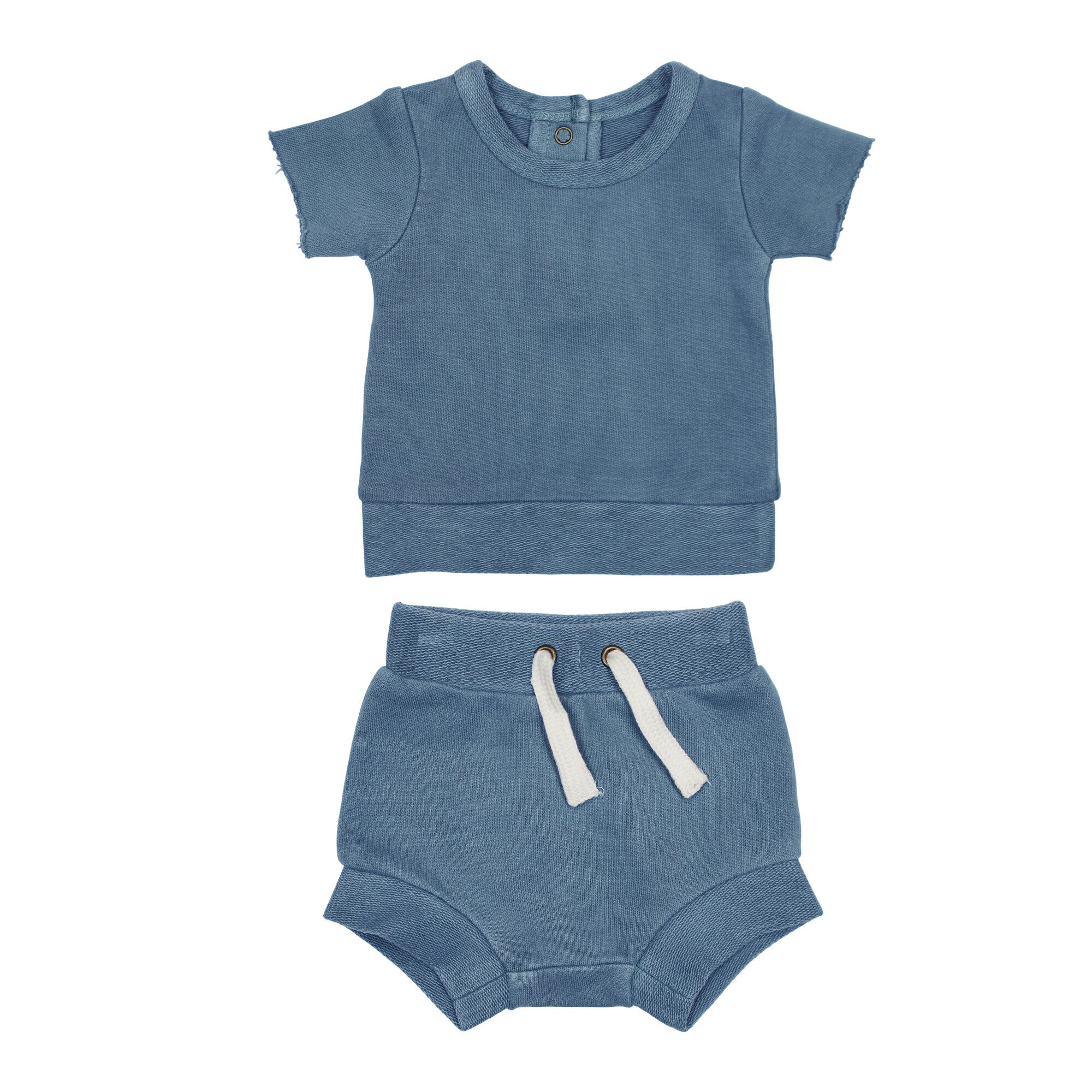 Organic French Terry Tee & Shorties Set in Sky | L'ovedbaby