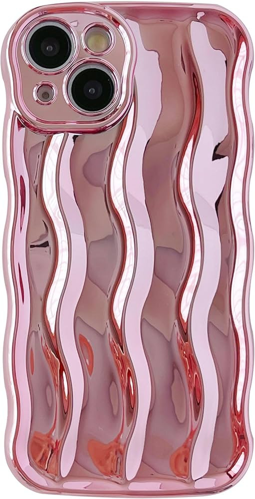 Caseative Water Ripple Pattern Curly Wave Frame Soft Compatible with iPhone Case (Light Pink,iPho... | Amazon (US)