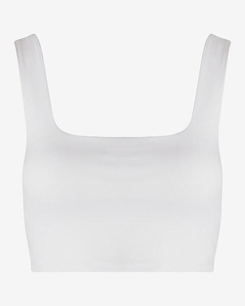 Body Contour High Compression Square Neck Cropped Tank With Bra Cups | Express