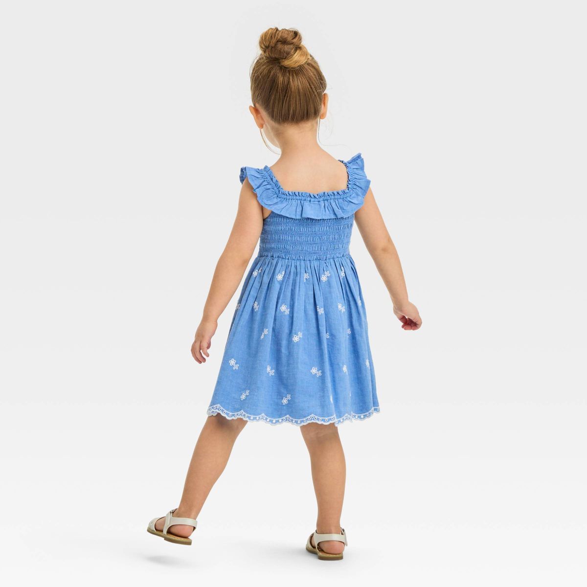 Toddler Girls' Chambray Embroidered Dress - Cat & Jack™ Blue | Target