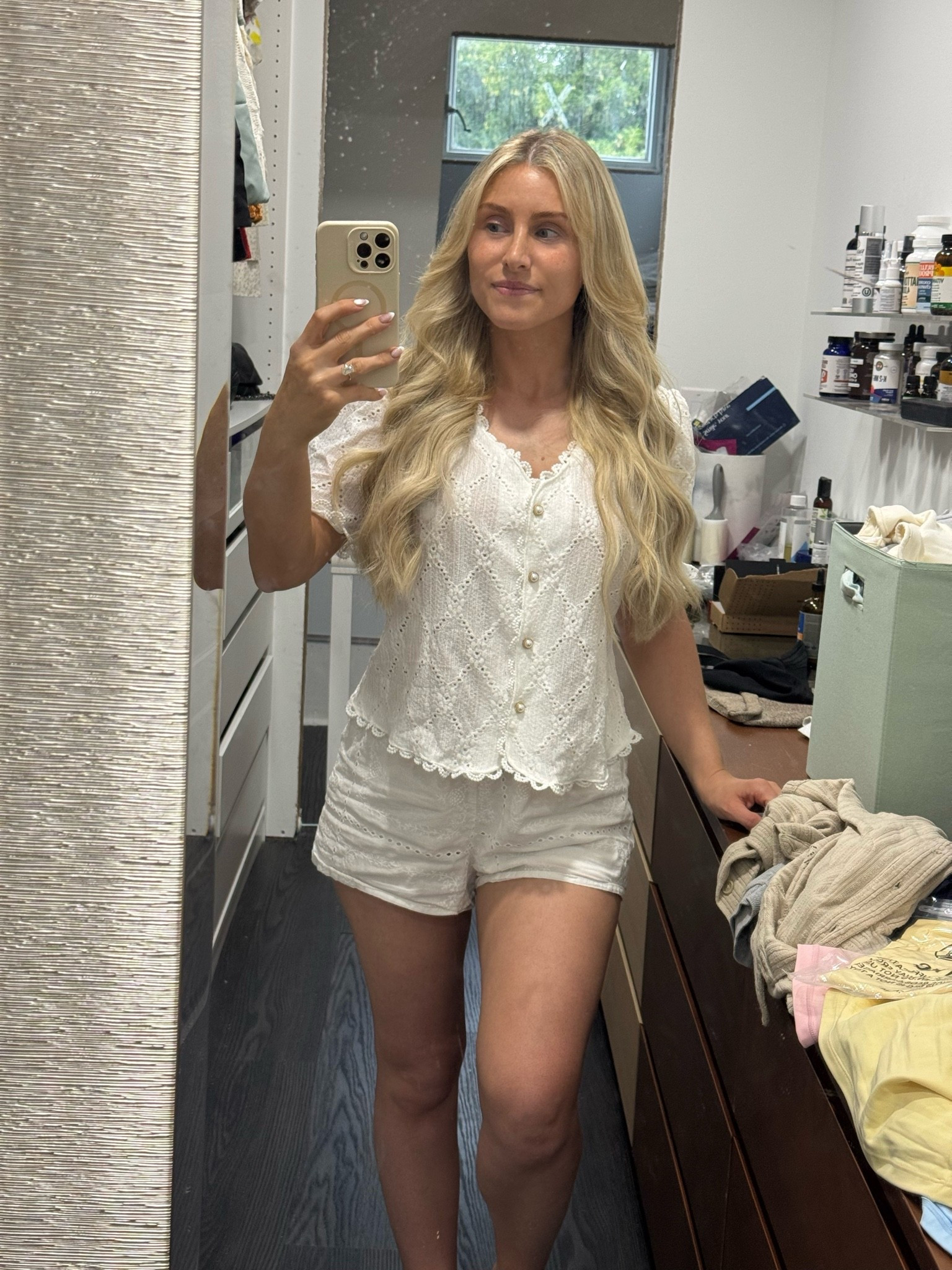 White embroidered top & shorts🤍

#LTKdayinmylife #LTKootd #LTKmomlife