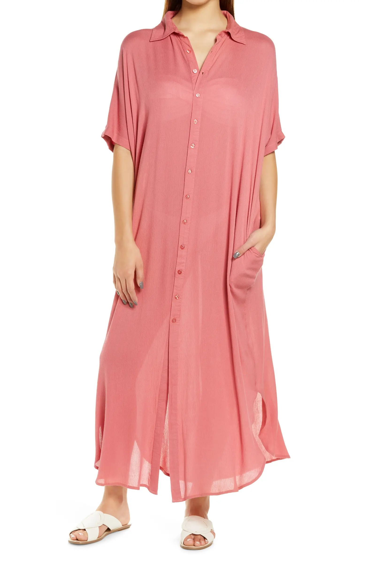 Elan Button-Down Maxi Cover-Up Dress | Nordstrom | Nordstrom