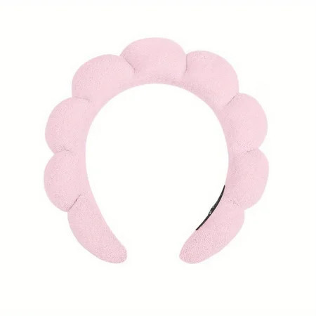 BLSCODE Sponge Spa Headband for Washing Face Terry Cloth Bubble Soft Hair Band Non-Slip Puffy Head Band for Women Girls Cute Headwear Accessories Skincare Makeup Removal Shower Pink | Walmart (US)