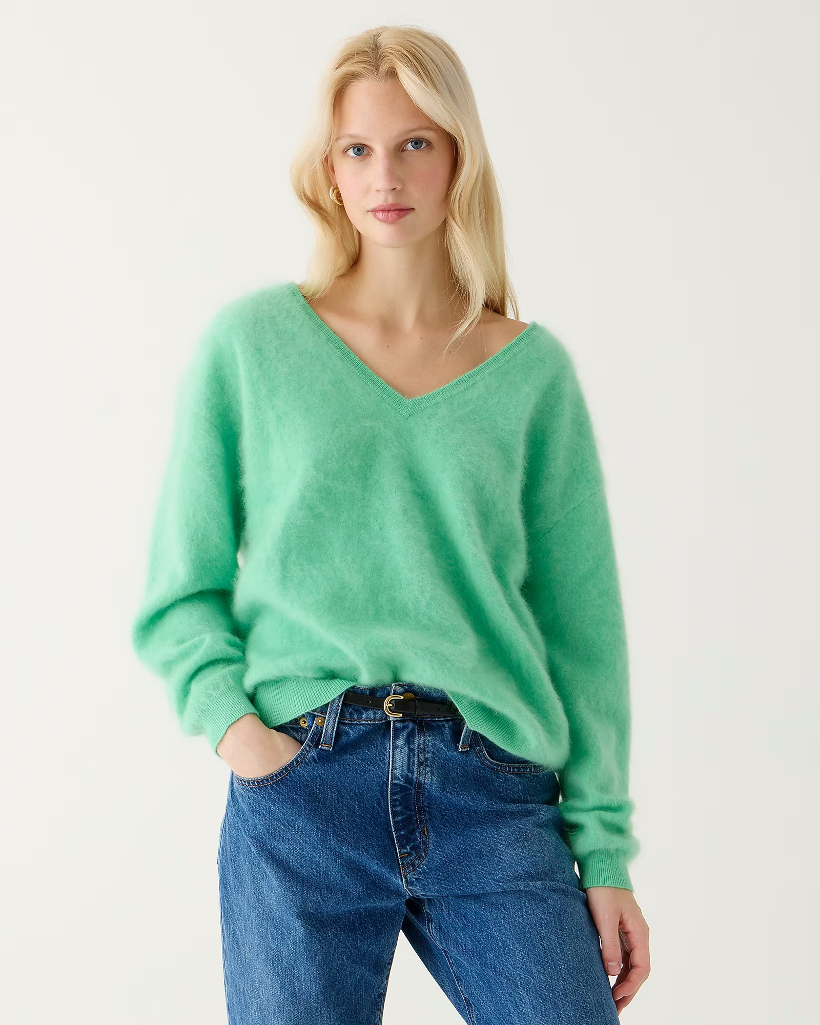Brushed cashmere relaxed V-neck sweater | J. Crew US