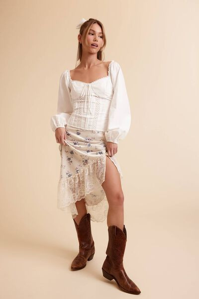 Satin Floral Print Midi Skirt | Forever 21 (US)