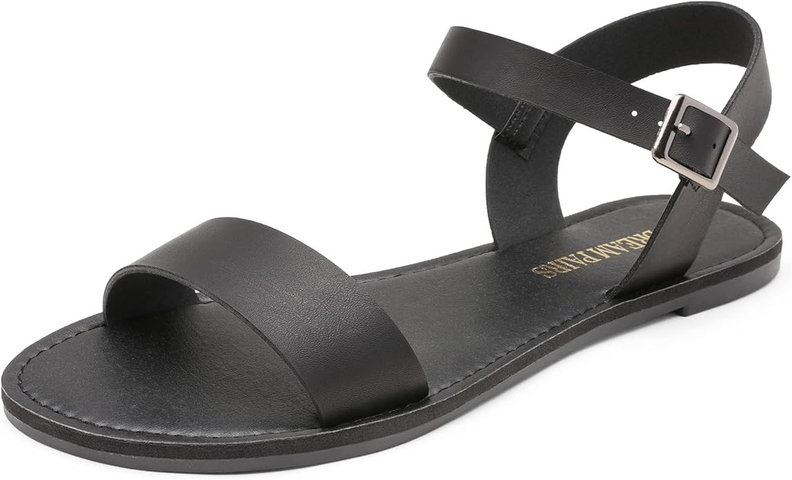 DREAM PAIRS Women's Cute Open Toes One Band Ankle Strap Flexible Summer Flat Sandals | Amazon (US)