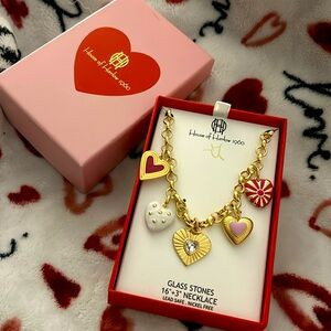 House of Harlow 1960 Pink and Gold Heart Charm Necklace | Poshmark