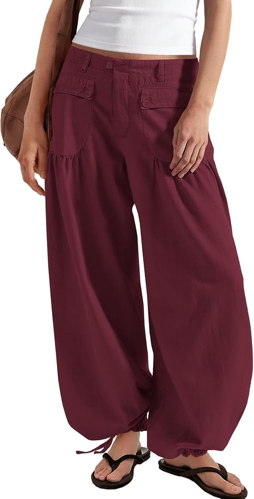 Yanekop Womens Balloon Pants High Waisted Wide Leg Harem Pants | Amazon (US)