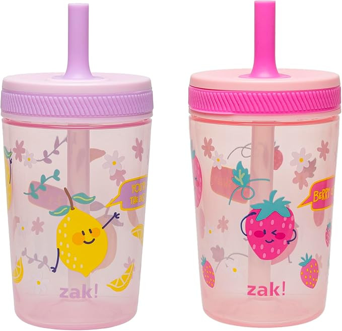 Zak Designs Kelso Toddler Cups For Travel or At Home, 15oz 2-Pack Durable Plastic Sippy Cups With... | Amazon (US)