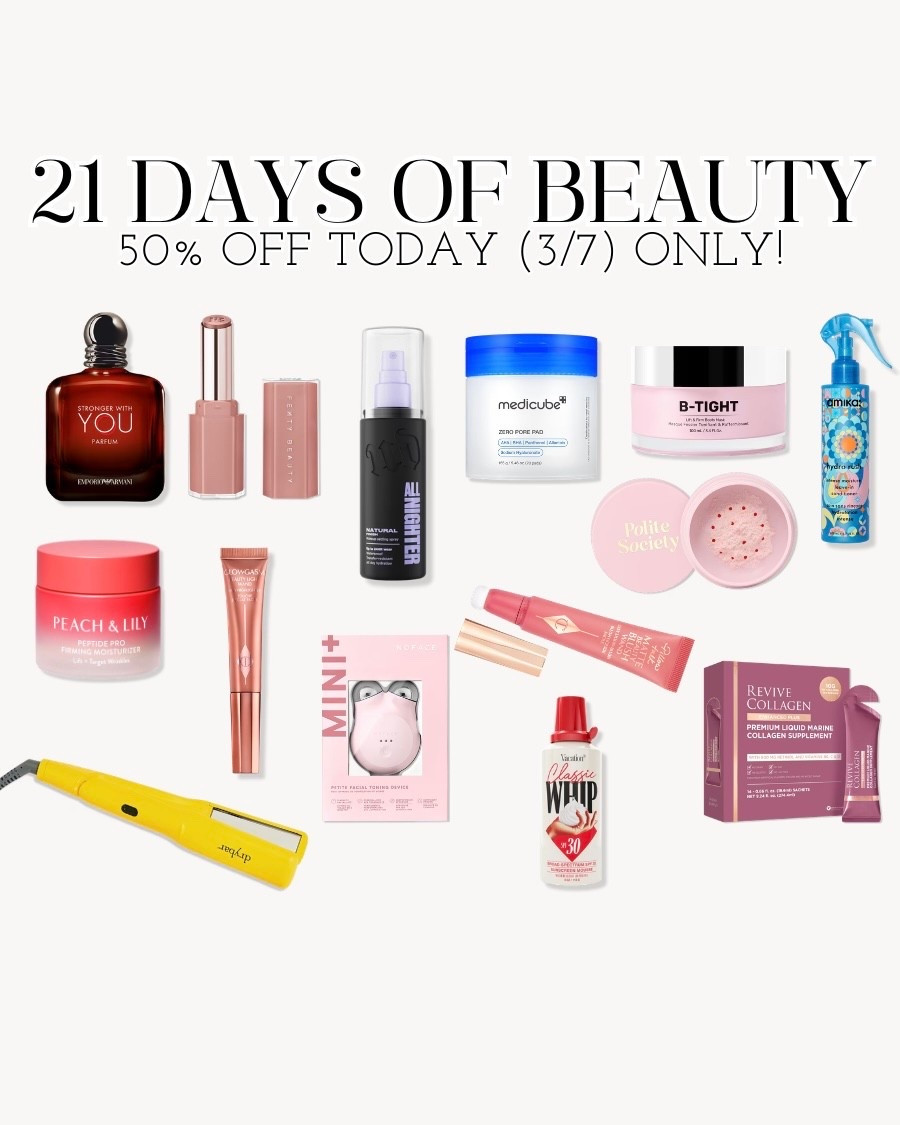 21 days of beauty - these beauty products are 50% off today only!  The medicube pads are a FAVE and cheapest I’ve seen it! Also never see Charlotte Tilbury at half off. And I want some of that vacation whip sunscreen. Great items today! 

#LTKBeauty #LTKSpringSale #LTKSaleAlert