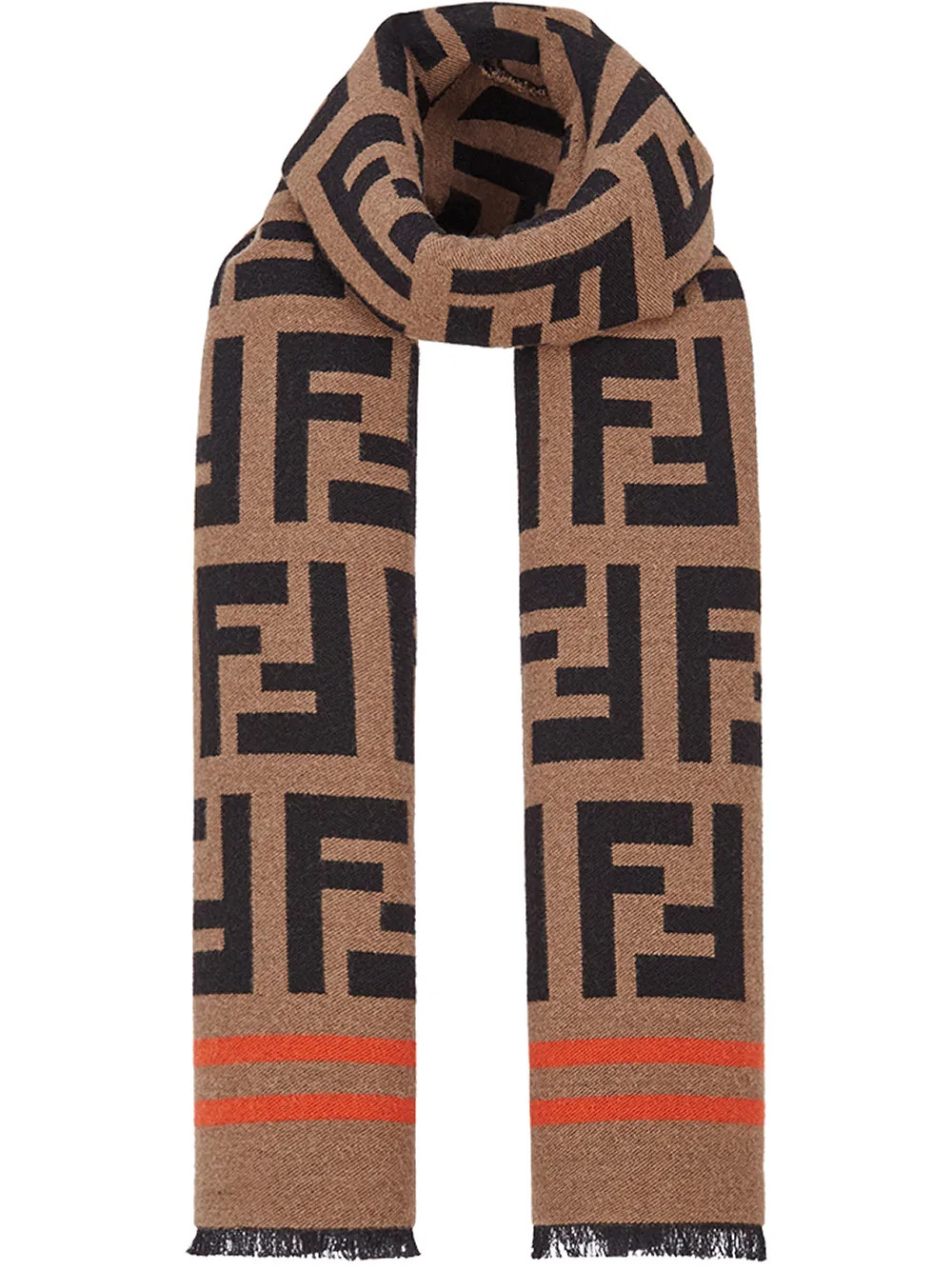 Fendi FF jacquard scarf - Brown | FarFetch US