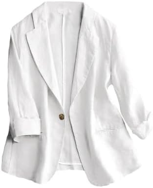 IDEALSANXUN Linen Blazer Women 3/4 Sleeve Lightweight Spring Summer Blazer Jackets | Amazon (US)