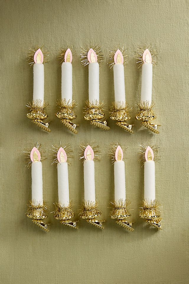 Tinsel Candle Clip Ornaments, Set of 10 | Anthropologie (US)