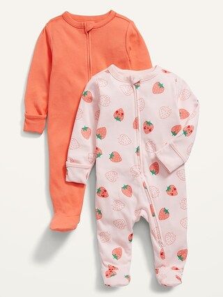 Unisex Sleep &#x26; Play 1-Way-Zip Footed One-Piece 2-Pack for Baby | Old Navy (US)