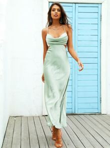 LOVE&LEMONADE Criss Cross Backless Satin Cami Bridesmaid Dress
   SKU: swdress31210409594      
 ... | SHEIN