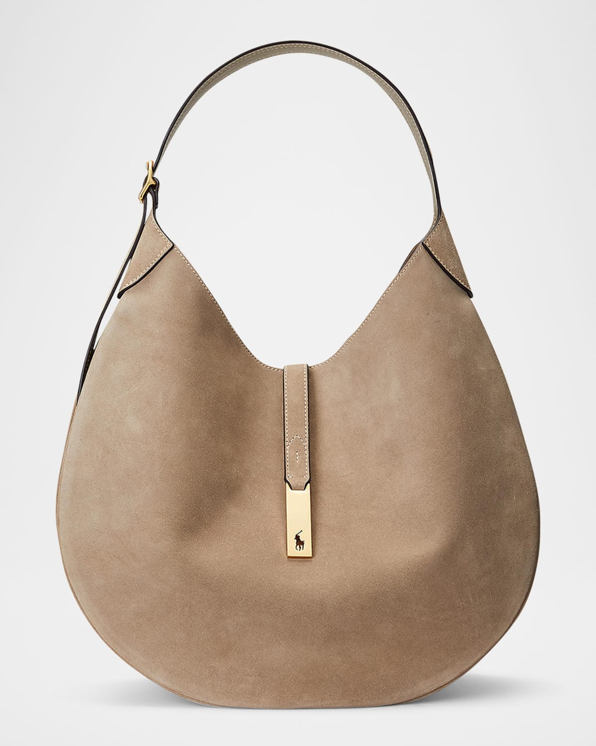 Polo ID Large Suede Shoulder Bag | Neiman Marcus
