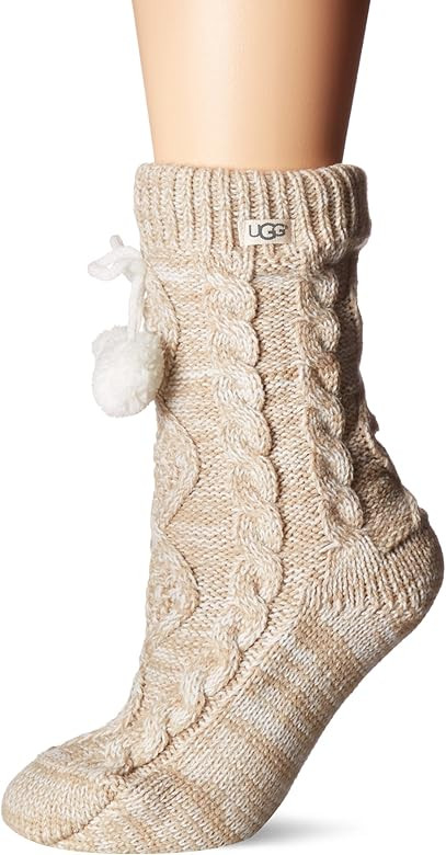UGG Women's Pom Pom Fleece Lined Crew Sock | Amazon (US)