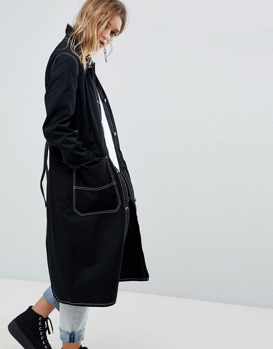 Cheap Monday Summer Trench with Contrast Stitching - Black | ASOS US
