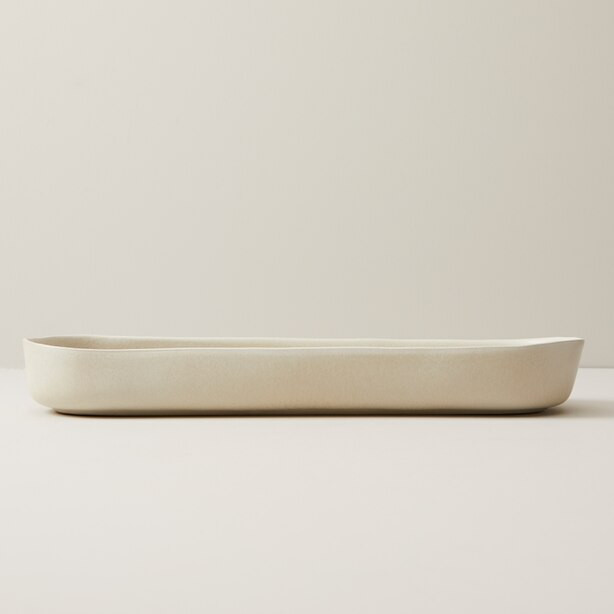 OUI ORGANIC STONEWARE OVAL SERVING TRAY IVORY | Indigo (CA)