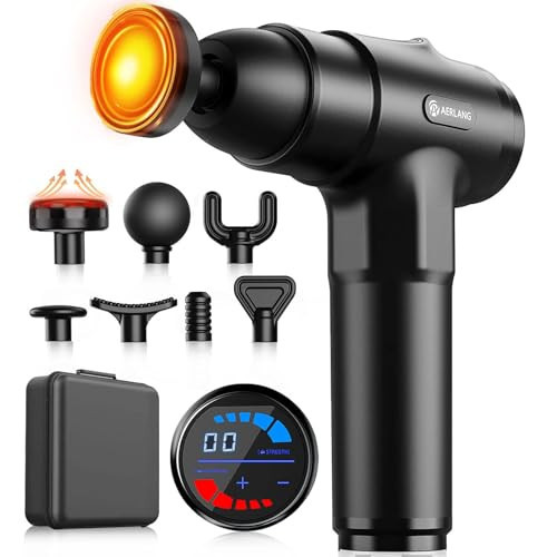 AERLANG Massage Gun with Heat Deep Tissue Back Massager Neck Massager for Pain Relief,Muscle Percussion Massage Gun, Birthday Gifts for Men Women Dad him Handheld Message Gun with 7Heads&Silent | Amazon (US)