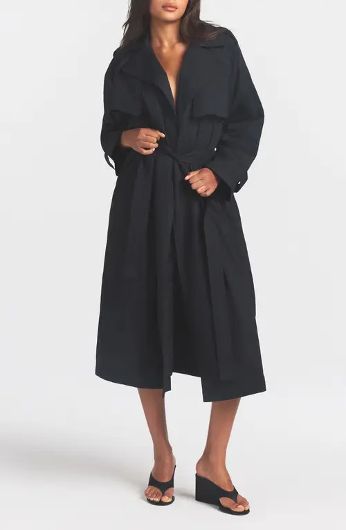 SKIMS Oversize Trench Coat in Onyx at Nordstrom, Size X-Small | Nordstrom