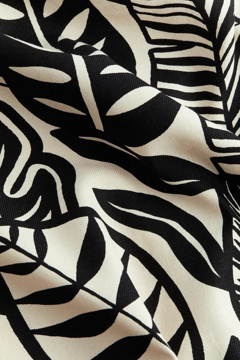 Linen-blend Bandeau Dress - Cream/leaf print - Ladies | H&M US | H&M (US + CA)