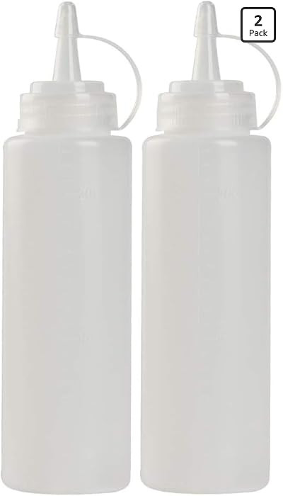 CHILDHOOD 8 oz Squeeze Squirt Condiment Bottles with Cap - Transparent Plastic - for Ketchup Sala... | Amazon (US)