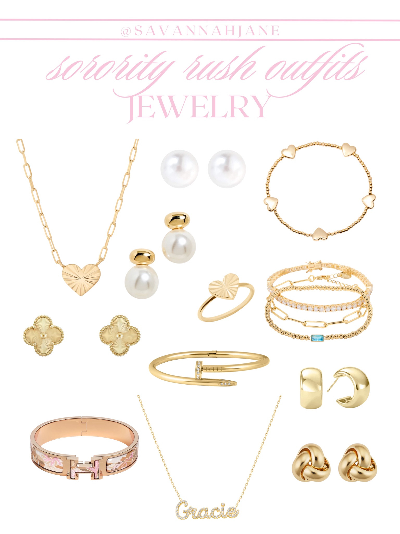 Linking some cute jewelry for rush! Great designer dupes. Rush jewelry inspo | chic jewelry | chic jewelry inspo | van cleef dupes | van cleef bracelet dupe | van cleef earring dupes | pearl earrings | sorority rush | rush ootd | bama rush | bama rush ootd | bama rush outfit inspo

#LTKStyleTip #LTKU #LTKFindsUnder50