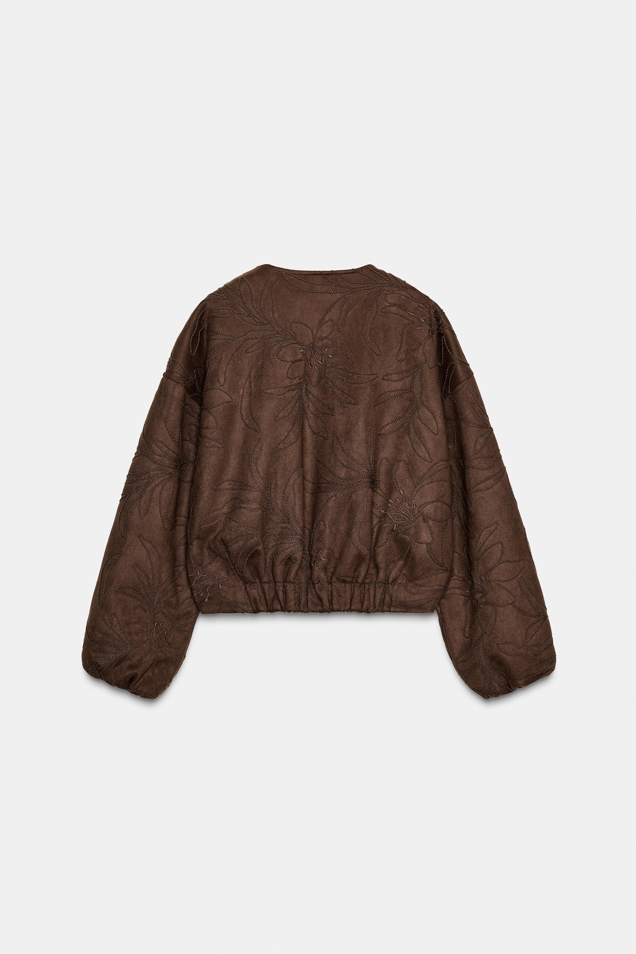 EMBROIDERED FAUX SUEDE BOMBER JACKET | Zara US